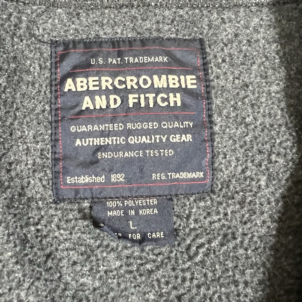 Vintage Abercrombie & Fitch Fleece Vest Jacket Grey Sherpa Outdoor Tactical Y2K - Picture 4 of 6